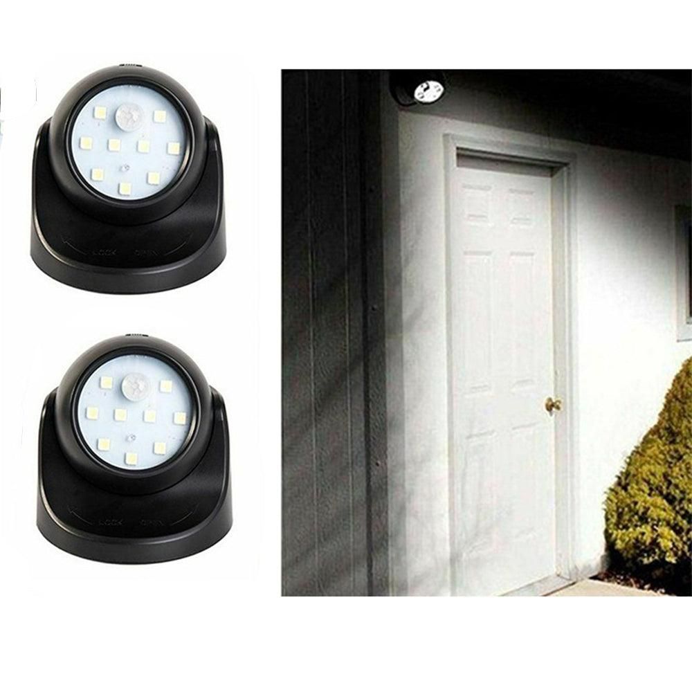 2PCS Rotatable Motion Sensor Lights Battery Operated - Black