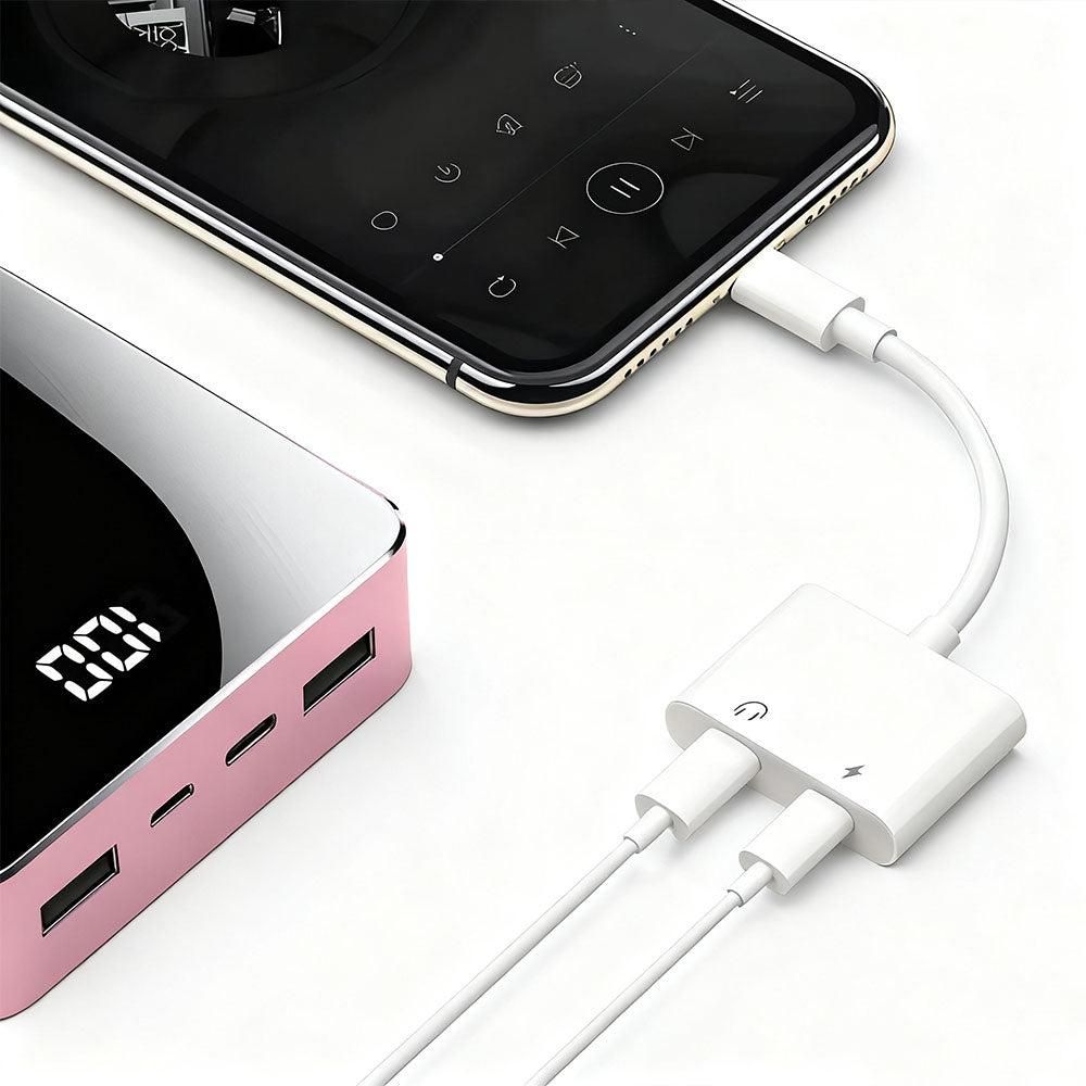 2-in-1 Lightning to 3.5mm Headphone Jack and Charger Adapter - For Apple Devices