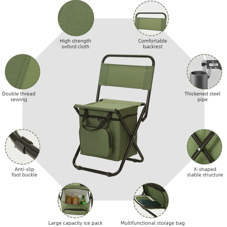 3-in-1 Outdoor Folding Chair with 10L Insulated Cooler