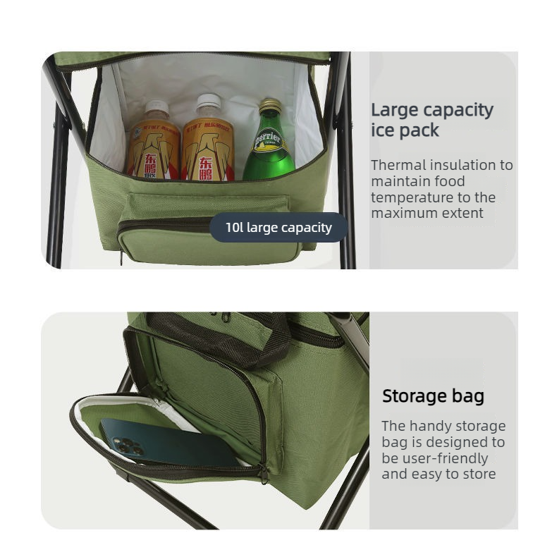 3-in-1 Outdoor Folding Chair with 10L Insulated Cooler