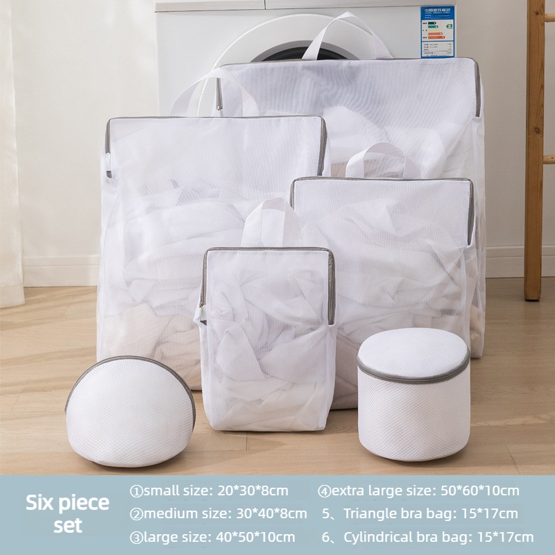 Fine Mesh Laundry Bag Set, 6 Pieces Anti-Snag Washing Bags with Zipper and Handle, for Delicate Clothes, Bras, Household Laundry