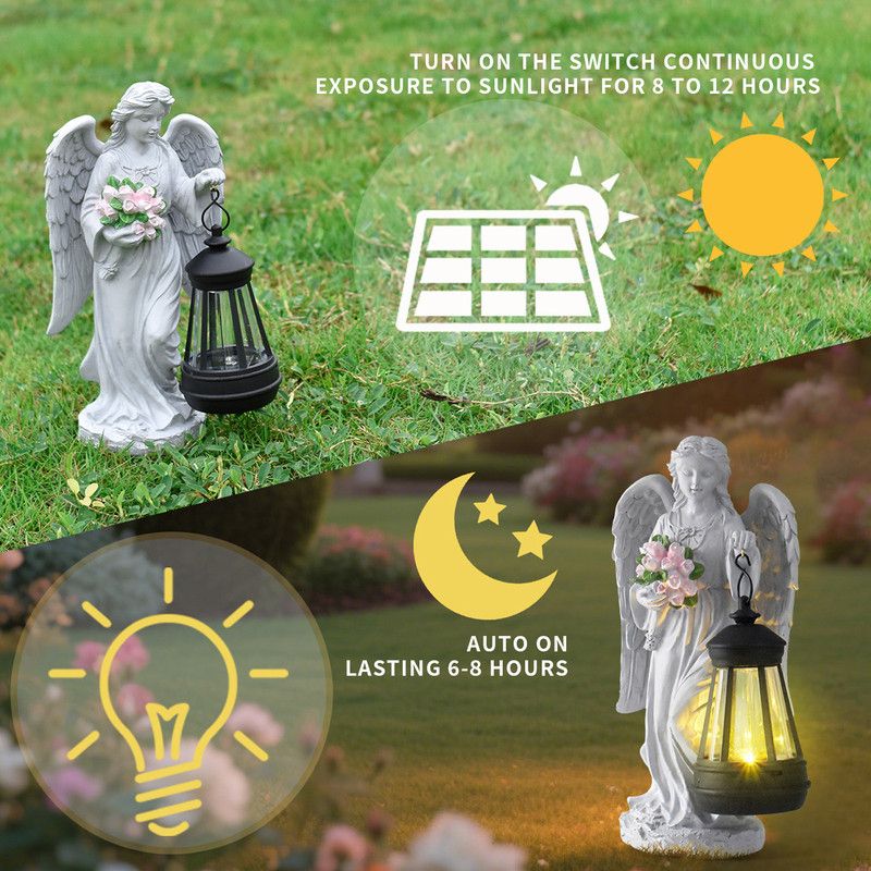 Solar-Powered Angel Lantern Outdoor Light