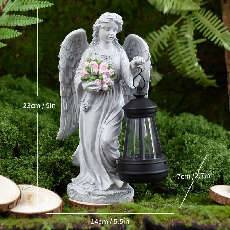 Solar-Powered Angel Lantern Outdoor Light