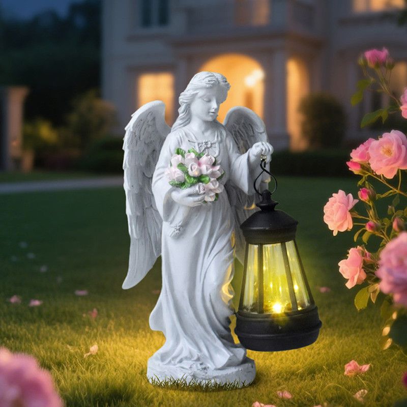 Solar-Powered Angel Lantern Outdoor Light