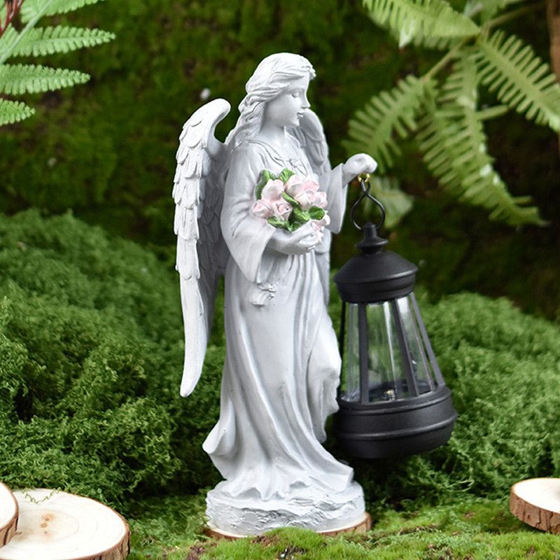 Solar-Powered Angel Lantern Outdoor Light