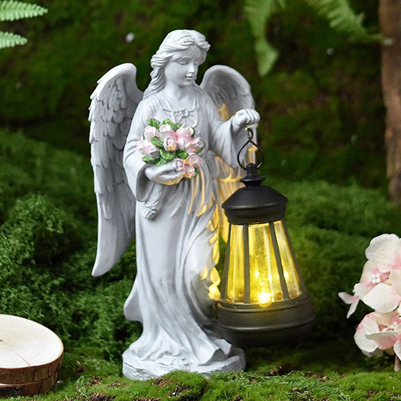 Solar-Powered Angel Lantern Outdoor Light