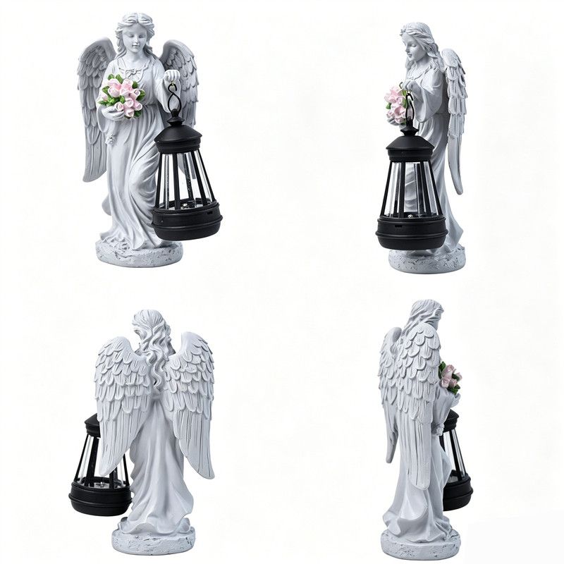 Solar-Powered Angel Lantern Outdoor Light