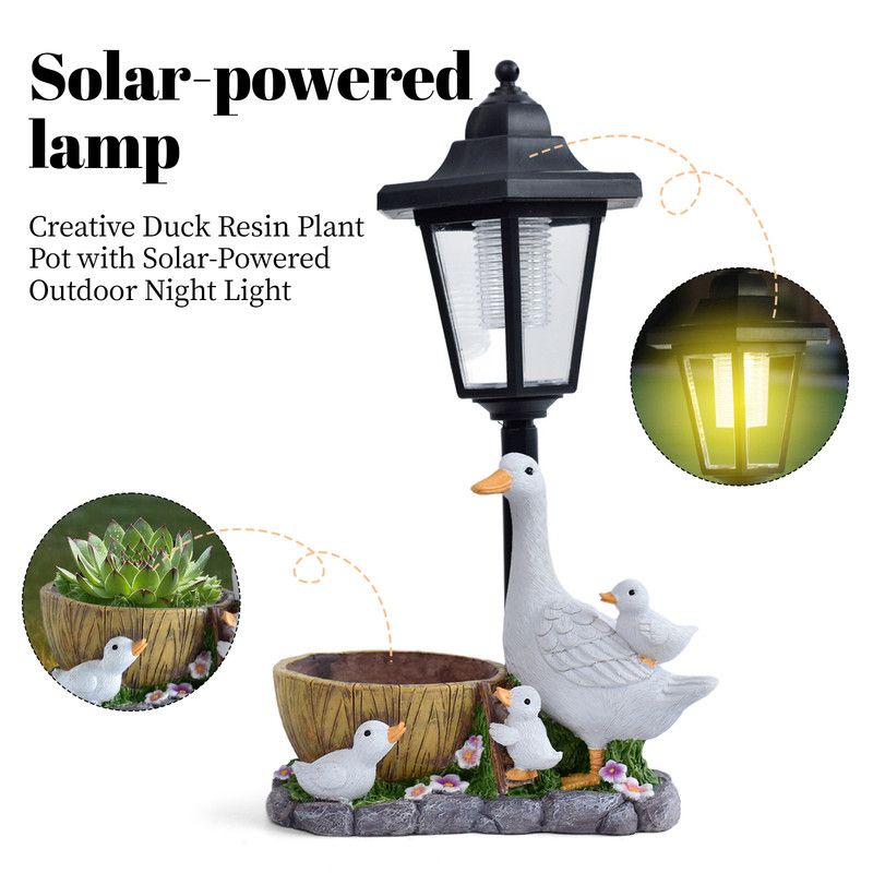 Creative Cute Duck Resin Flower Pot Solar Outdoor Light Creative Cute Duck Resin Flower Pot Solar Outdoor Light