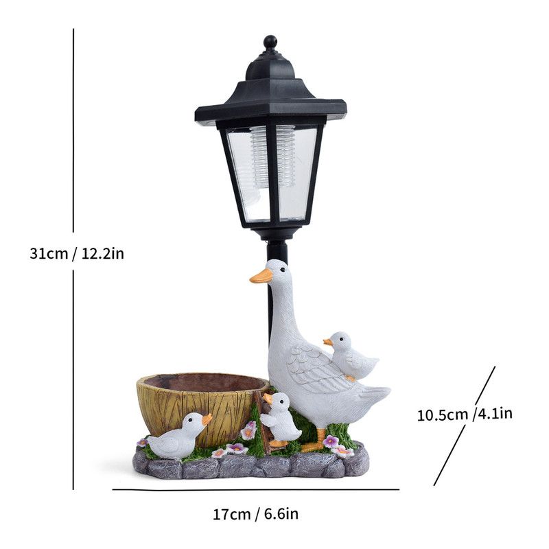 Creative Cute Duck Resin Flower Pot Solar Outdoor Light