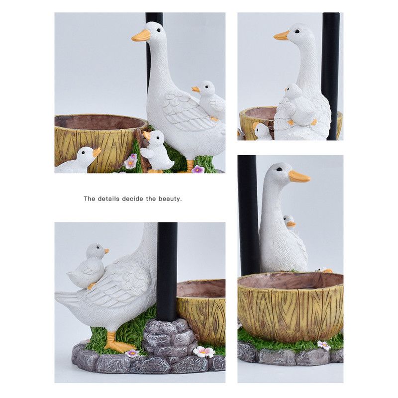 Creative Cute Duck Resin Flower Pot Solar Outdoor Light