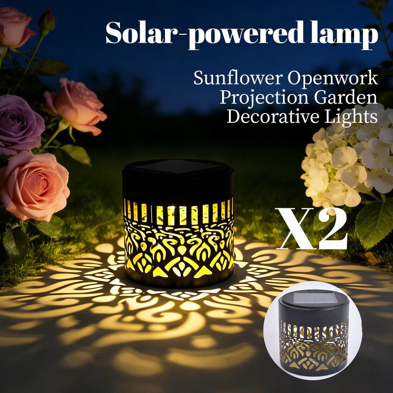 Solar-Powered Wrought Iron Mandala Pattern Openwork Projection Light Solar-Powered Wrought Iron Mandala Pattern Openwork Projection Light