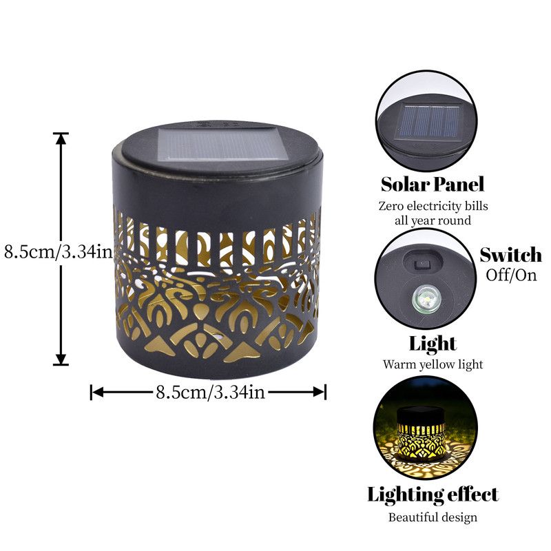 Solar-Powered Wrought Iron Mandala Pattern Openwork Projection Light