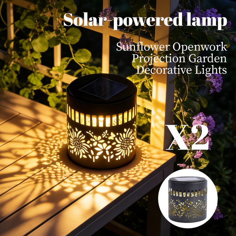 Solar-Powered Wrought Iron Sunflower-Patterned Openwork Projection Light Solar-Powered Wrought Iron Sunflower-Patterned Openwork Projection Light