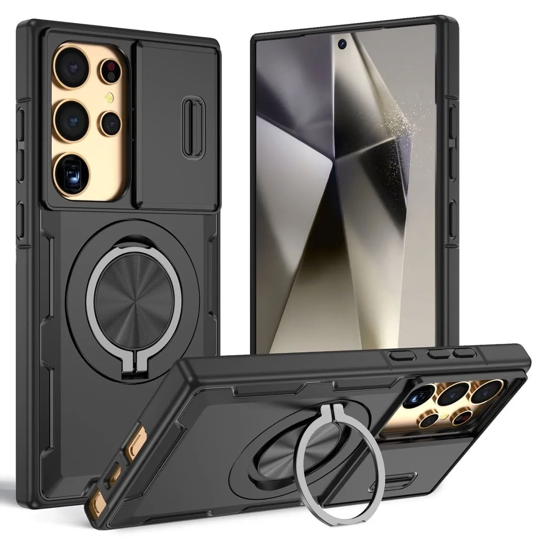 2-in-1 Magnetic Sliding Lens Case, Black for Samsung S24Ultra