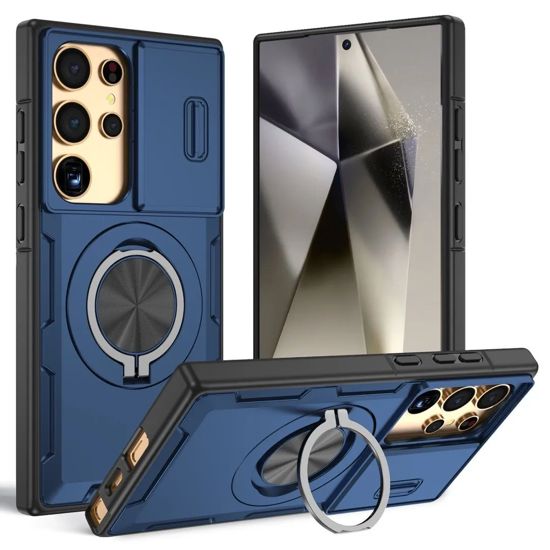 2-in-1 Magnetic Sliding Lens Case, Blue for Samsung S24Ultra
