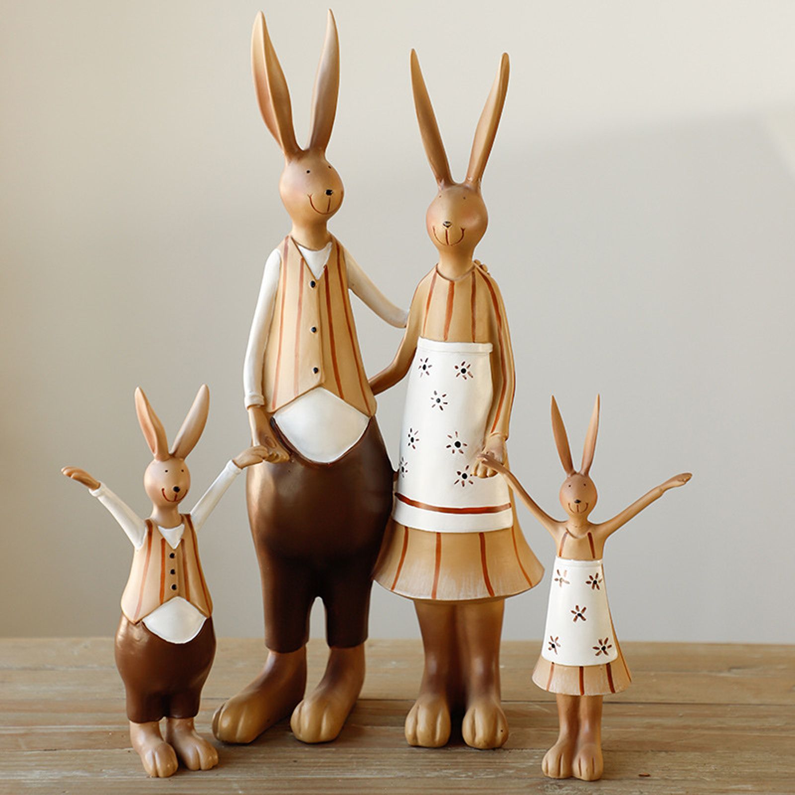 Rabbit Statue Resin Coating Cute Vintage Look Vivid Clear Texture Garden Bunny Ornament Decoration