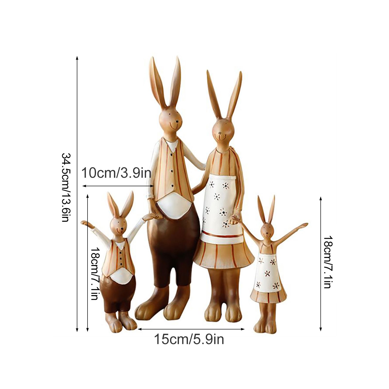 Rabbit Statue Resin Coating Cute Vintage Look Vivid Clear Texture Garden Bunny Ornament Decoration