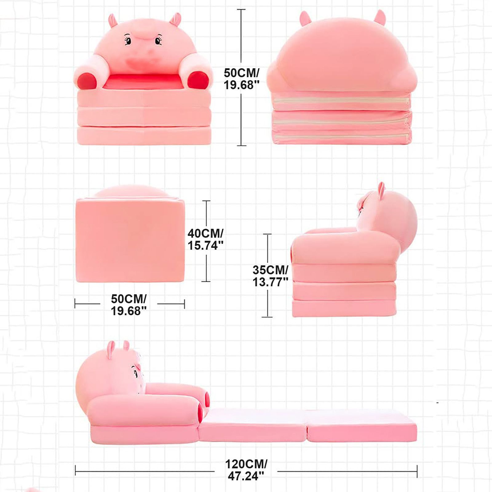2 in 1 Foldable Children%27s Sofa Cushion Plush Sofa Cute Sofa Chair for Children