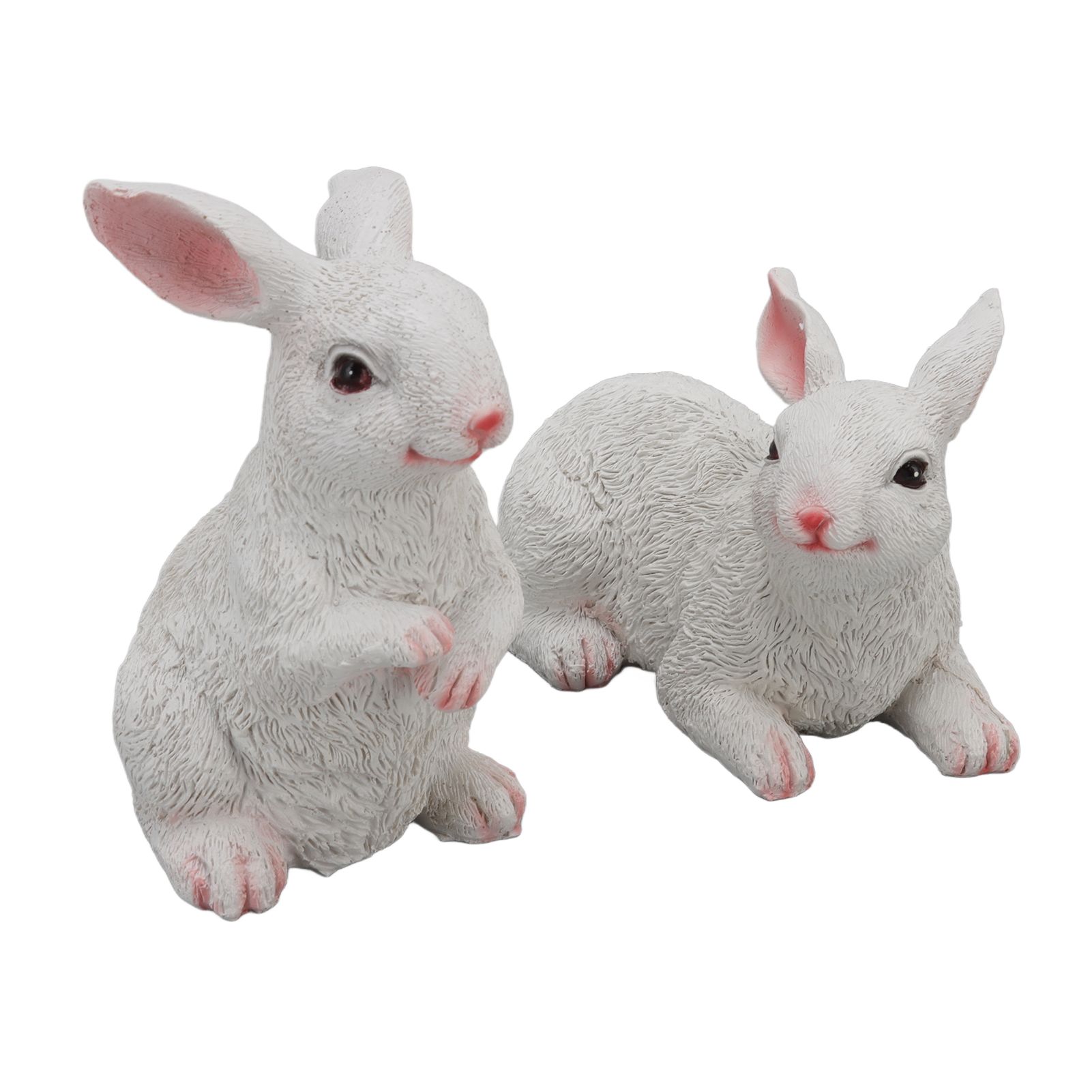 1 Pair Bunny Rabbit Ornaments Decorations Resin Art Craft Animal Model Sculpture Statue Figurine for Balcony Garden
