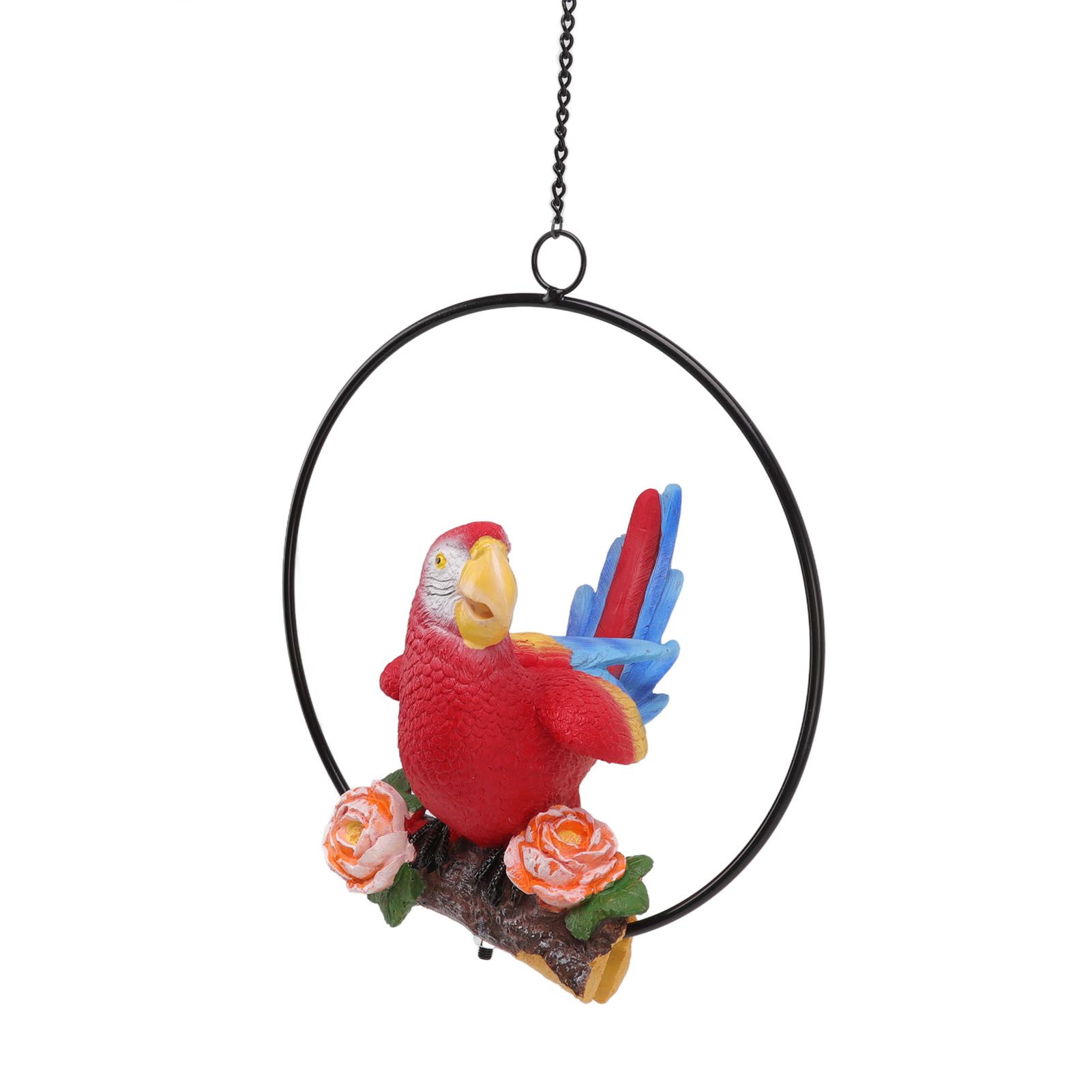 Hanging Iron Ring Parrots Resin Waterproof Exquisite Garden Hanging Parrot Statue Decor for Courtyard Balcony