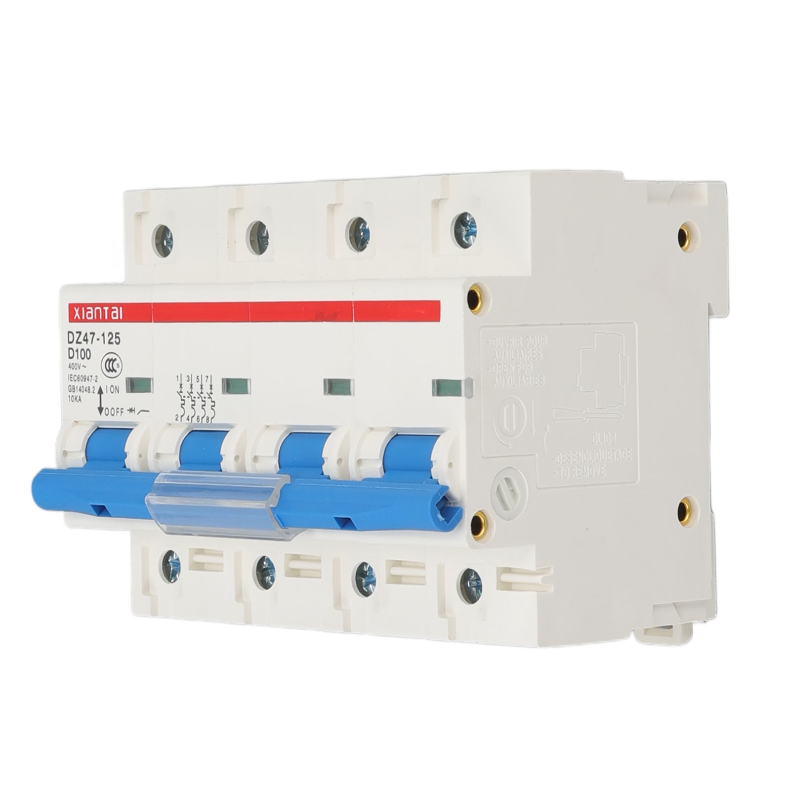 Small Circuit Breaker 4P 100A 400V Supply Flame Retardant Low Voltage Rail Type Miniature Circuit Breaker Small Circuit Breaker 4P 100A 400V Supply Flame Retardant Low Voltage Rail Type Miniature Circuit Breaker