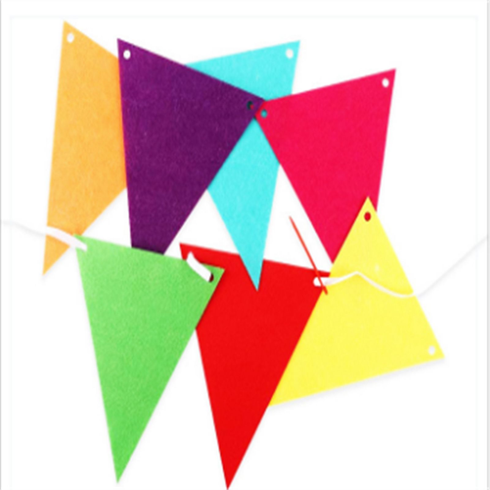 5pcs Party Banner Triquetrous Shape Felt Fabric 18x15x6cm Decorative Flag Pennants for Party Decoration Colored Flag