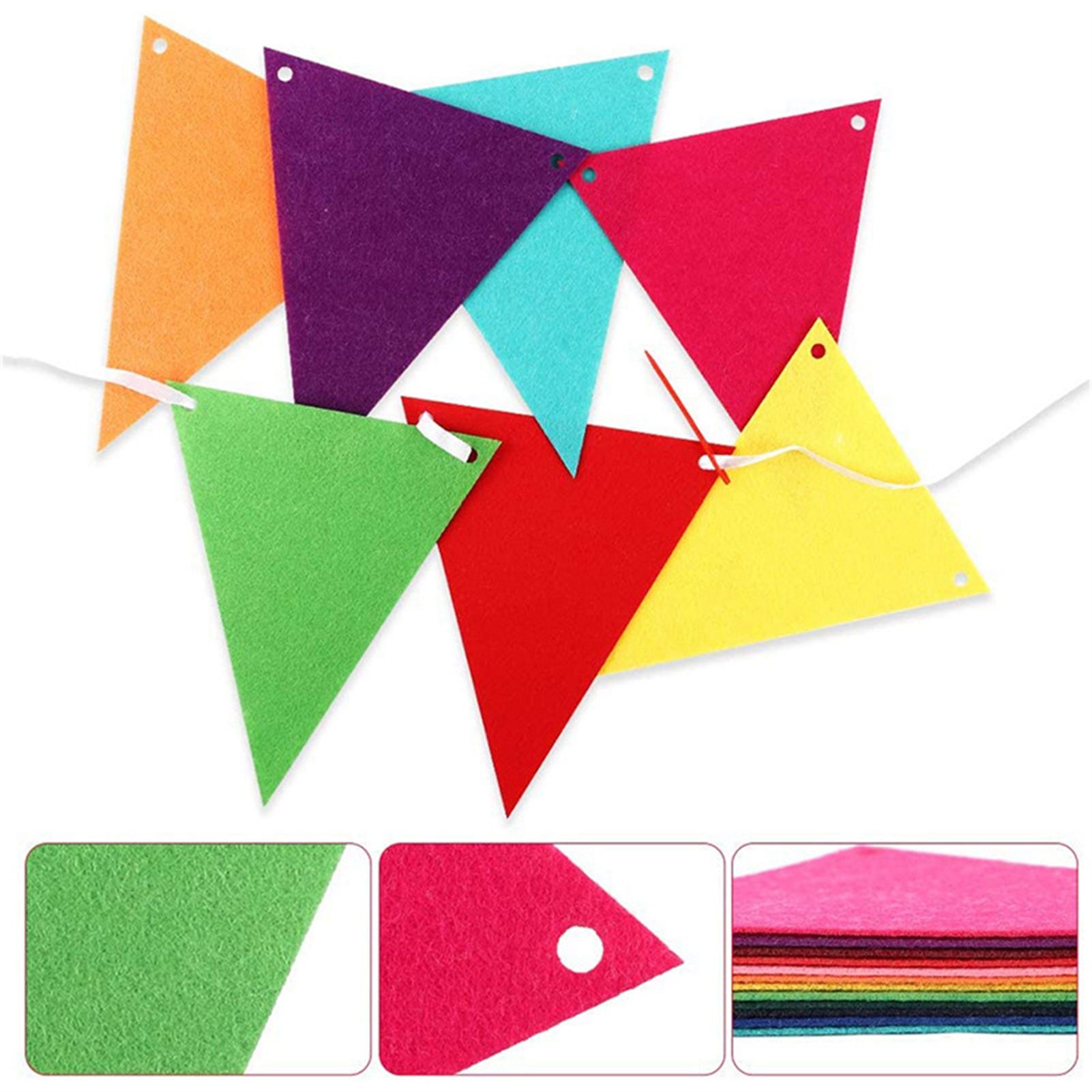 5pcs Party Banner Triquetrous Shape Felt Fabric 18x15x6cm Decorative Flag Pennants for Party Decoration Colored Flag