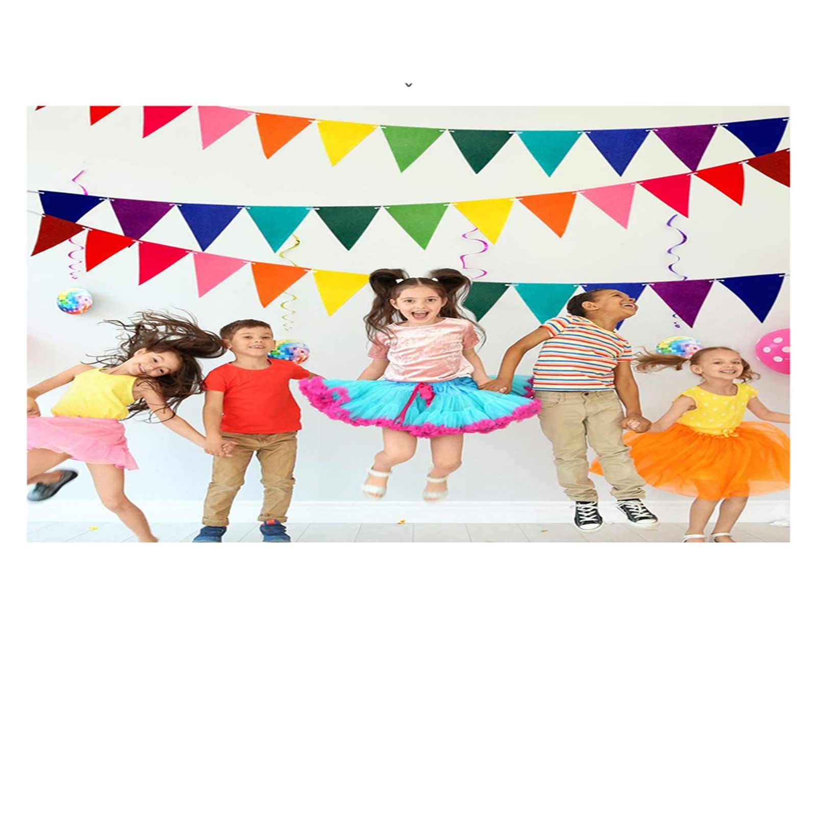 5pcs Party Banner Triquetrous Shape Felt Fabric 18x15x6cm Decorative Flag Pennants for Party Decoration Colored Flag