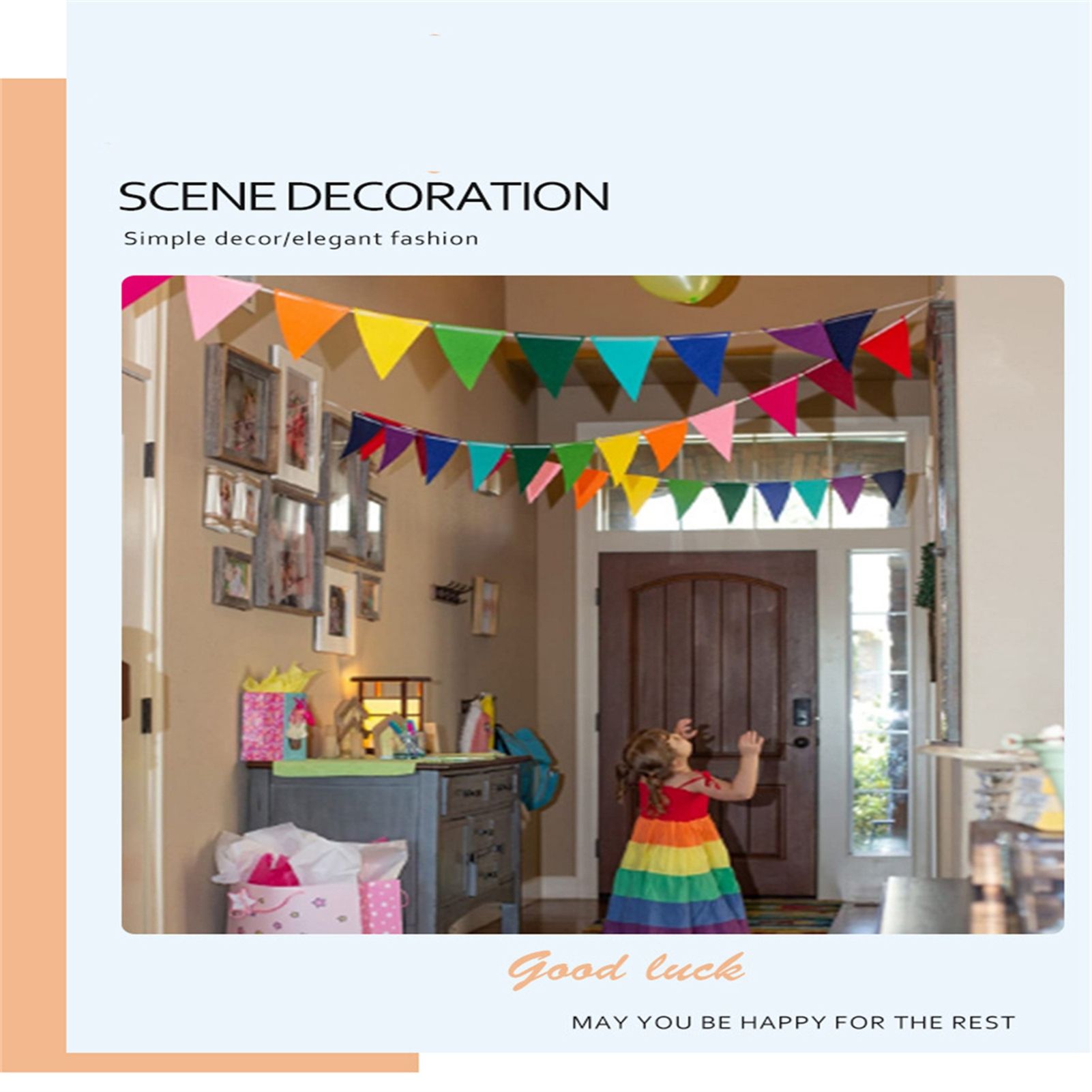 5pcs Party Banner Triquetrous Shape Felt Fabric 18x15x6cm Decorative Flag Pennants for Party Decoration Colored Flag