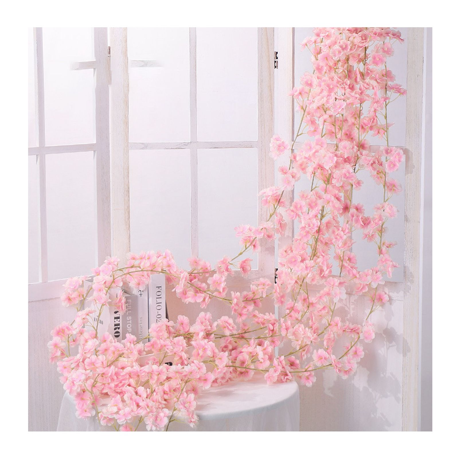 Artificial Flower Rattan Single 1.8m 135pcs Flowers Head Vivid Decorative Silk Plastic Hanging Fake Rattan for Decoration Flesh Pink Artificial Flower Rattan Single 1.8m 135pcs Flowers Head Vivid Decorative Silk Plastic Hanging Fake Rattan for Decoration Flesh Pink