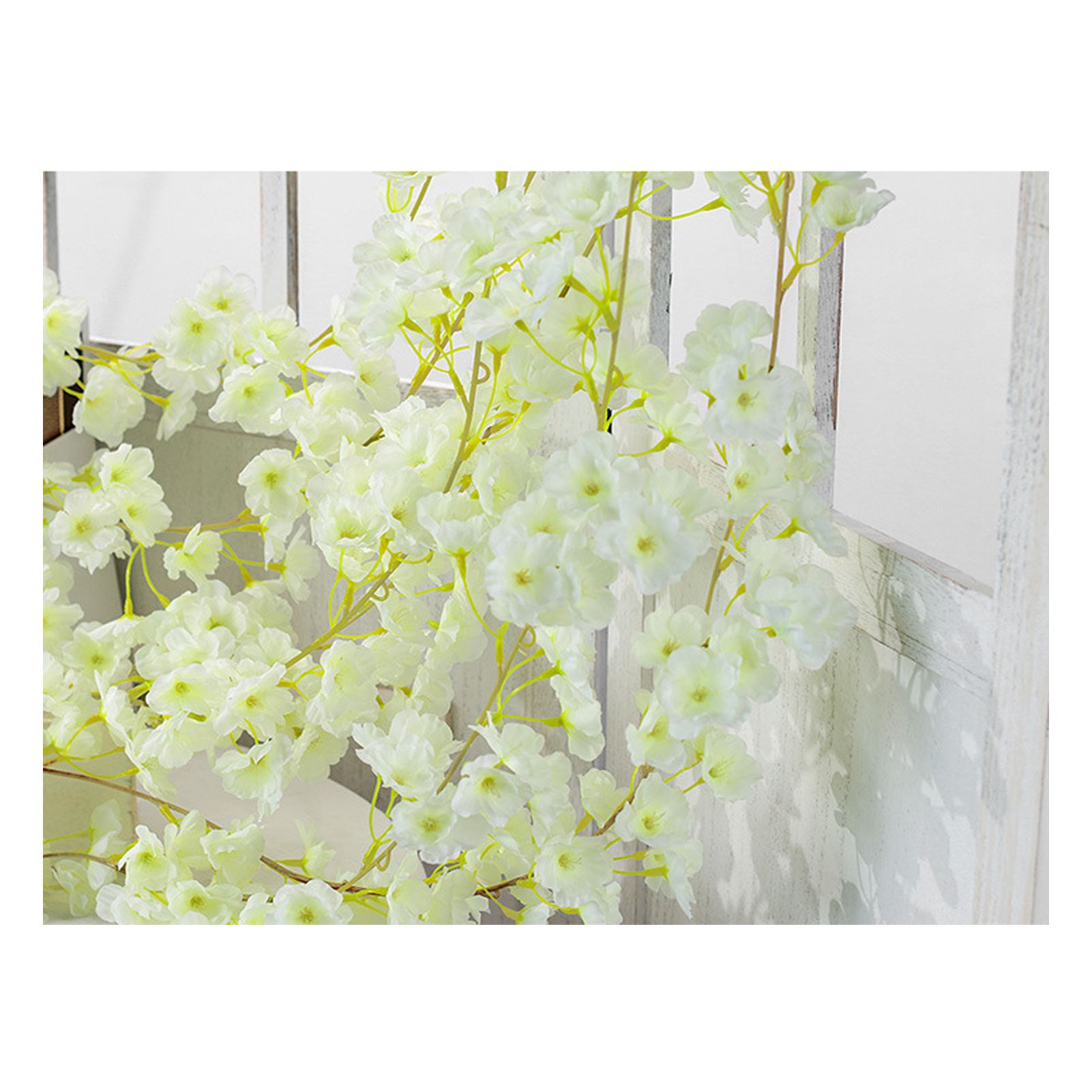 Artificial Flower Rattan Single 1.8m 135pcs Flowers Head Vivid Decorative Silk Plastic Hanging Fake Rattan for Decoration White
