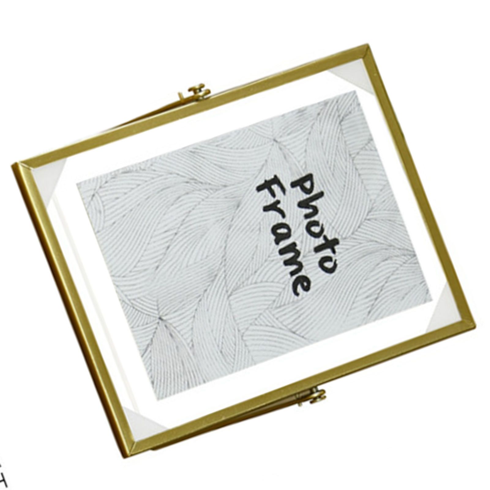 Photo Frame Nordic Style Geometric Metal Wrapping Edges Iron Art Desk Picture Frame for Living Room Office Study 4 Inch
