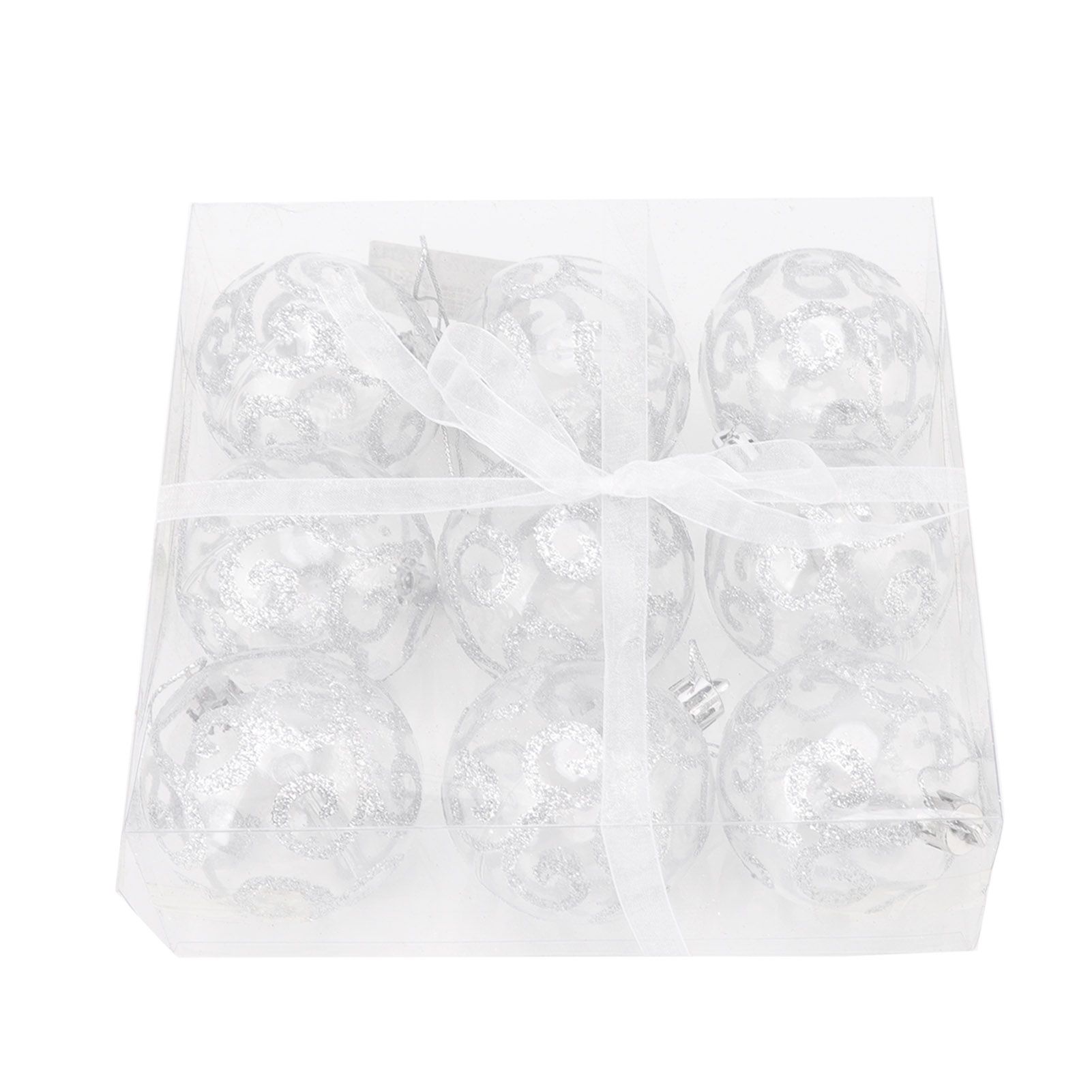 9Pcs Christmas Ball Ornaments Exquisite Plastic Shatterproof Hanging Christmas Tree Ornaments for Home Silver