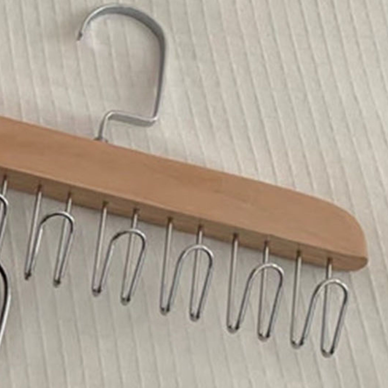 Multifunctional Hanger Punch Free with 8 Hooks Wood and Stainless Steel Cap Holder for Student Dormitory Khaki