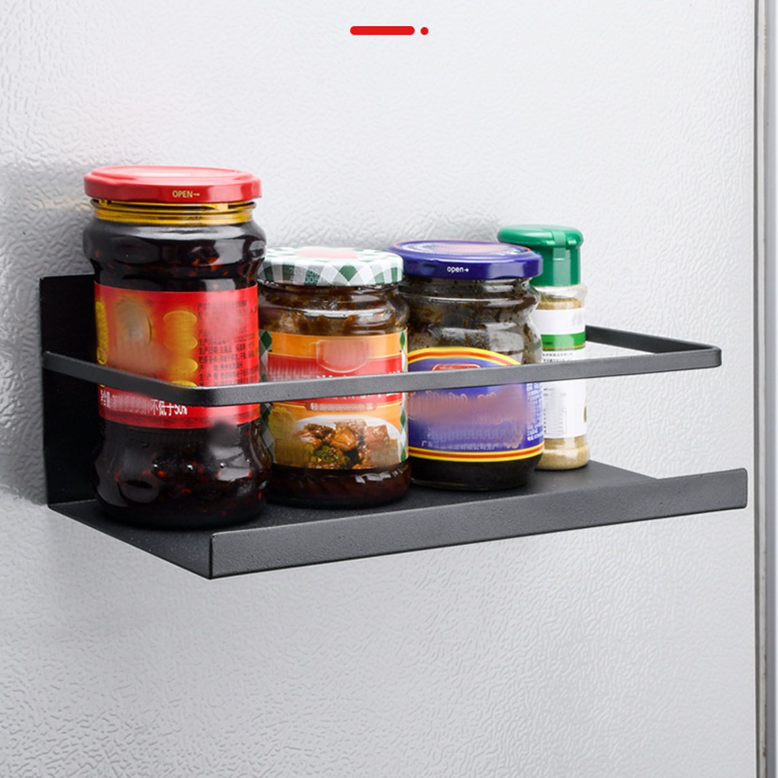 2pcs Magnetic Spice Rack Refrigerator Storage Rack Multi Function Kitchen Storage Shelves Rack Black