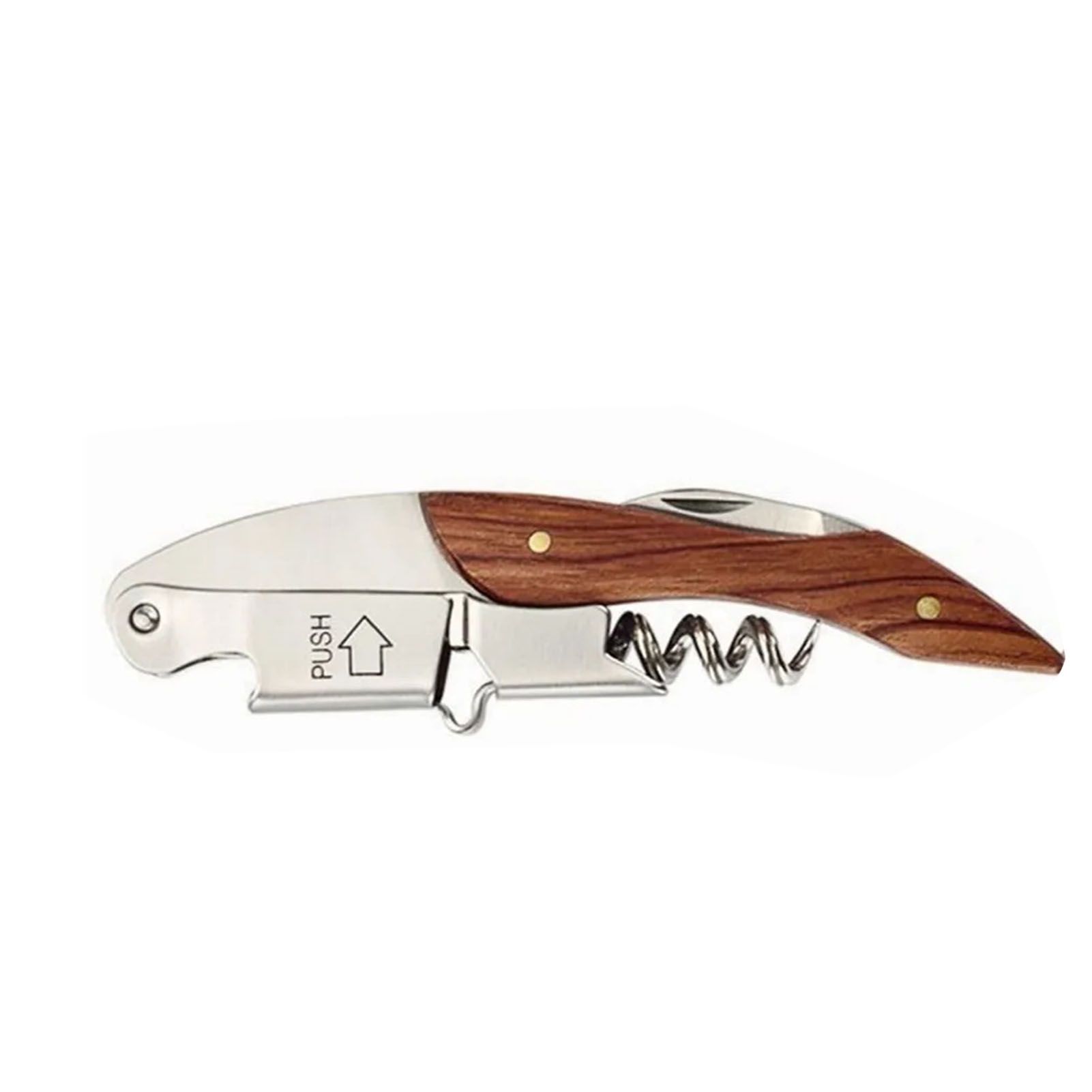 Wine Bottle Opener Corkscrew Stainless Steel Wood Easy Grip Portable Tool for Home