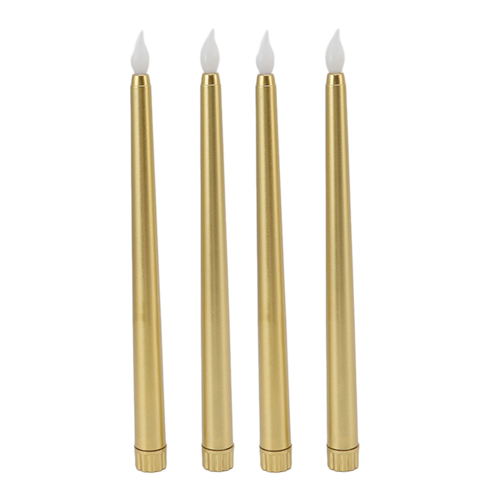 4 Pcs LED Candles Smoke Free Flameless Safe Environmentally Friendly Warm Light Electric LED Taper Candle Gold 4 Pcs LED Candles Smoke Free Flameless Safe Environmentally Friendly Warm Light Electric LED Taper Candle Gold