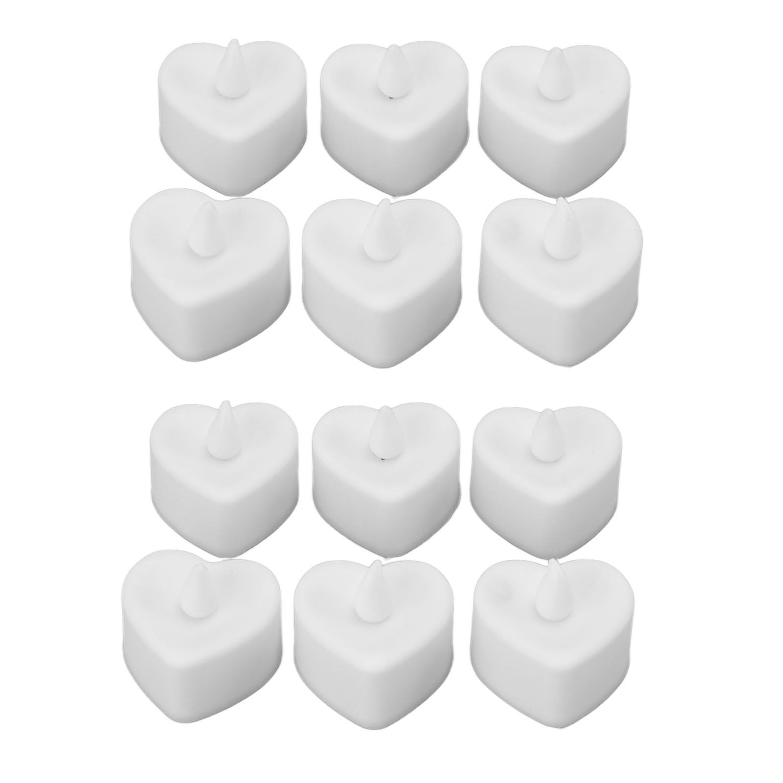 12Pcs LED Tea Lights Heart Shaped Flameless Battery Operated Electronic Fake Candles Wedding Party Decoration White 12Pcs LED Tea Lights Heart Shaped Flameless Battery Operated Electronic Fake Candles Wedding Party Decoration White