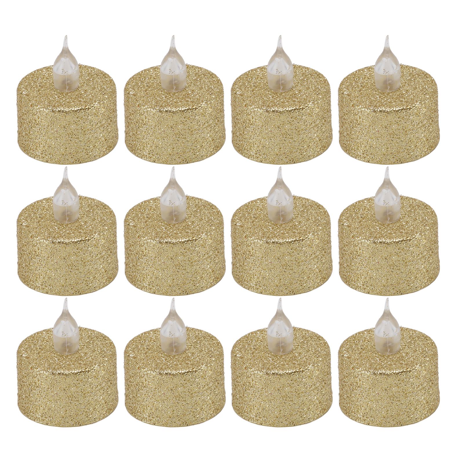 LED Candle Light Flameless Battery Operated Decorative Electronic Tea Light for Christmas Wedding 12pcs Gold