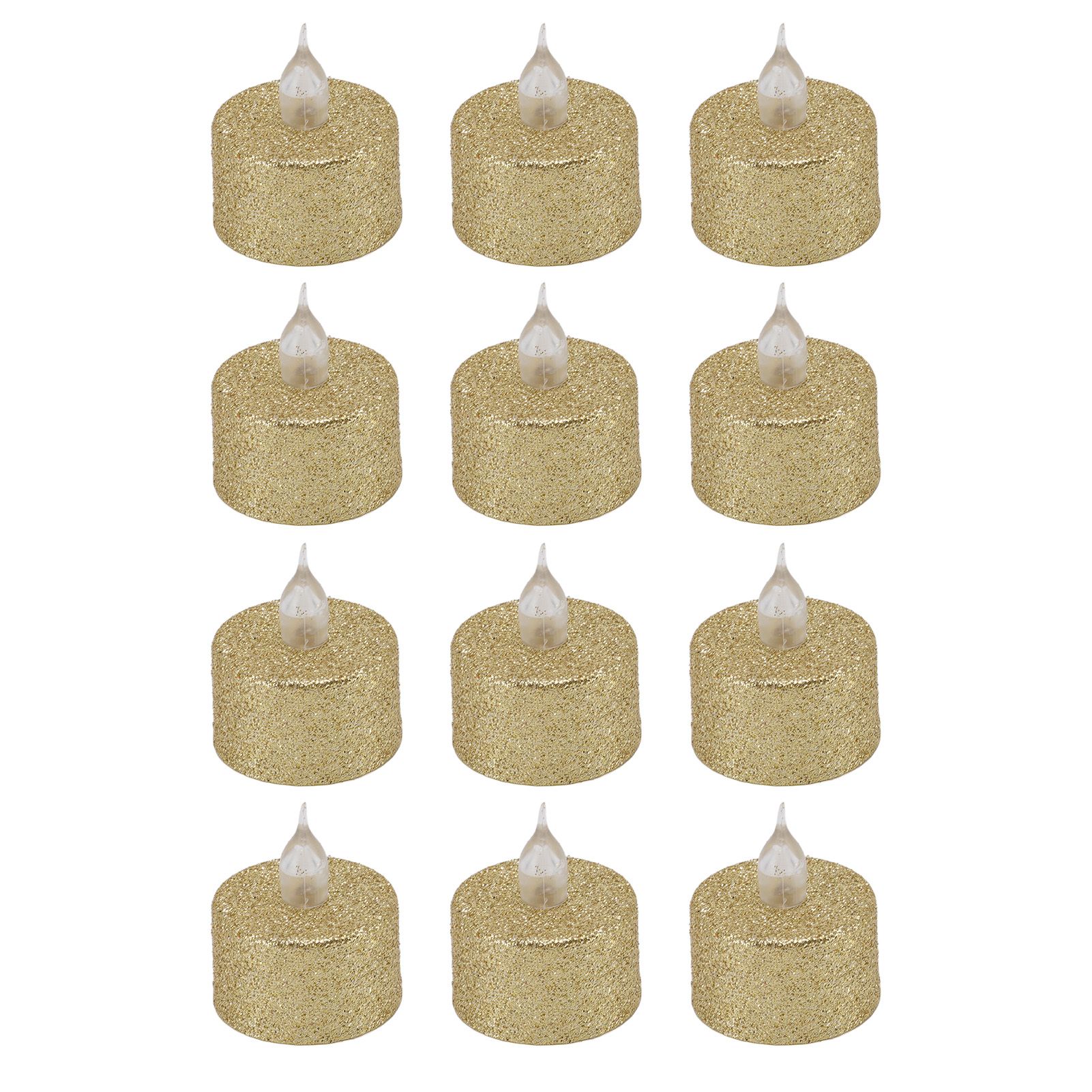 LED Candle Light Flameless Battery Operated Decorative Electronic Tea Light for Christmas Wedding 12pcs Gold