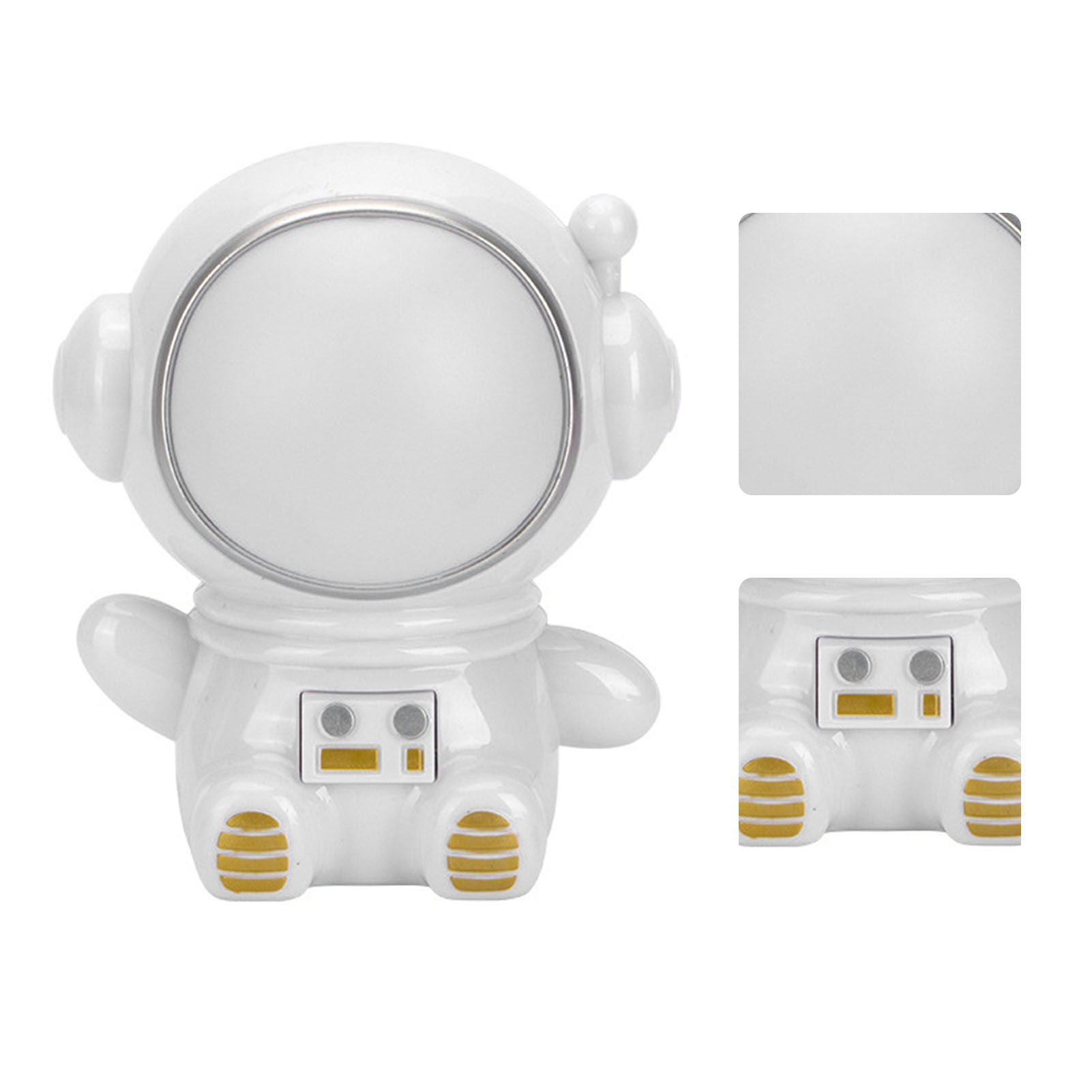Night Light 3 Modes LED Colorful Cute Astronaut Appearance USB Port Bedside Night Lamp for Bedroom Dormitory White