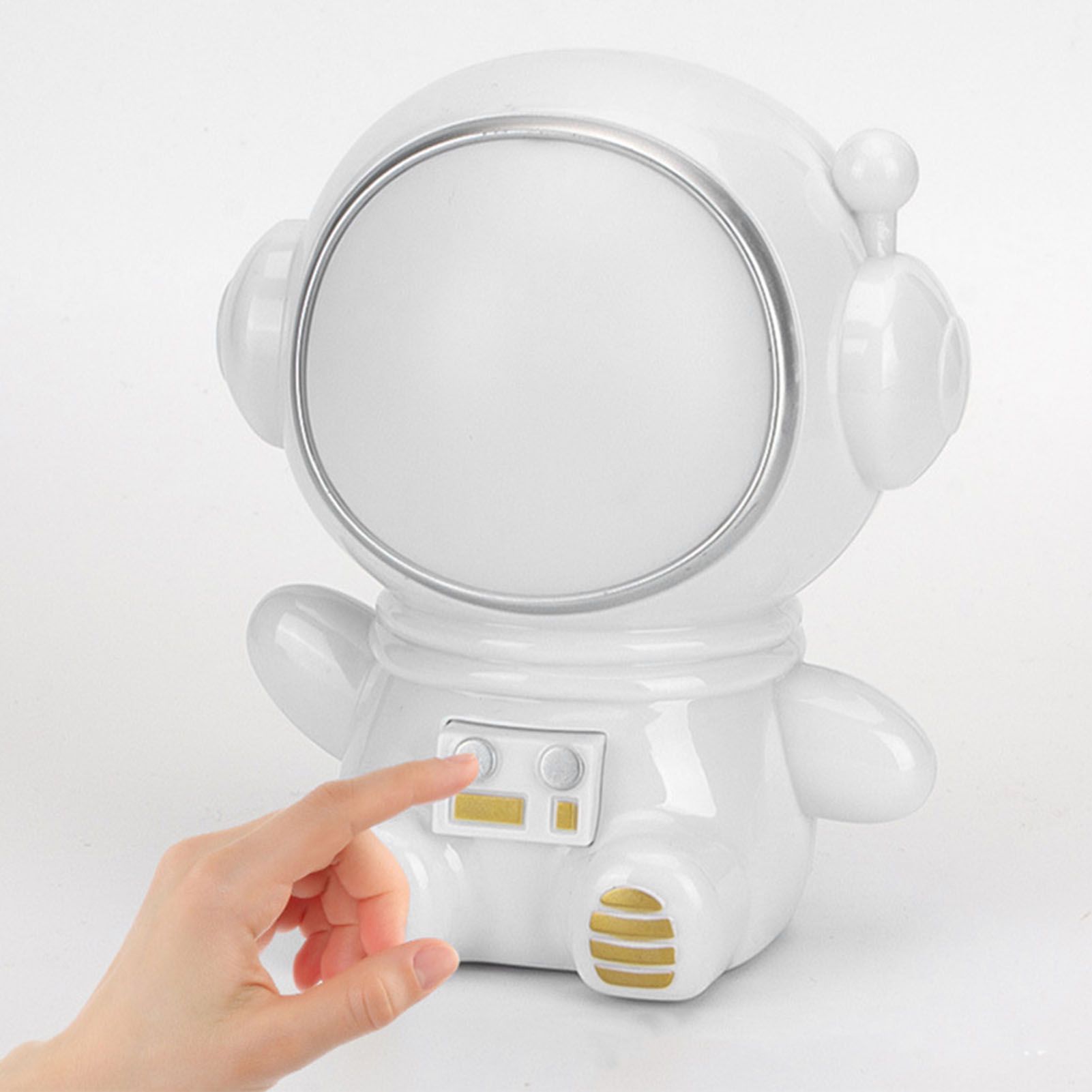 Night Light 3 Modes LED Colorful Cute Astronaut Appearance USB Port Bedside Night Lamp for Bedroom Dormitory White