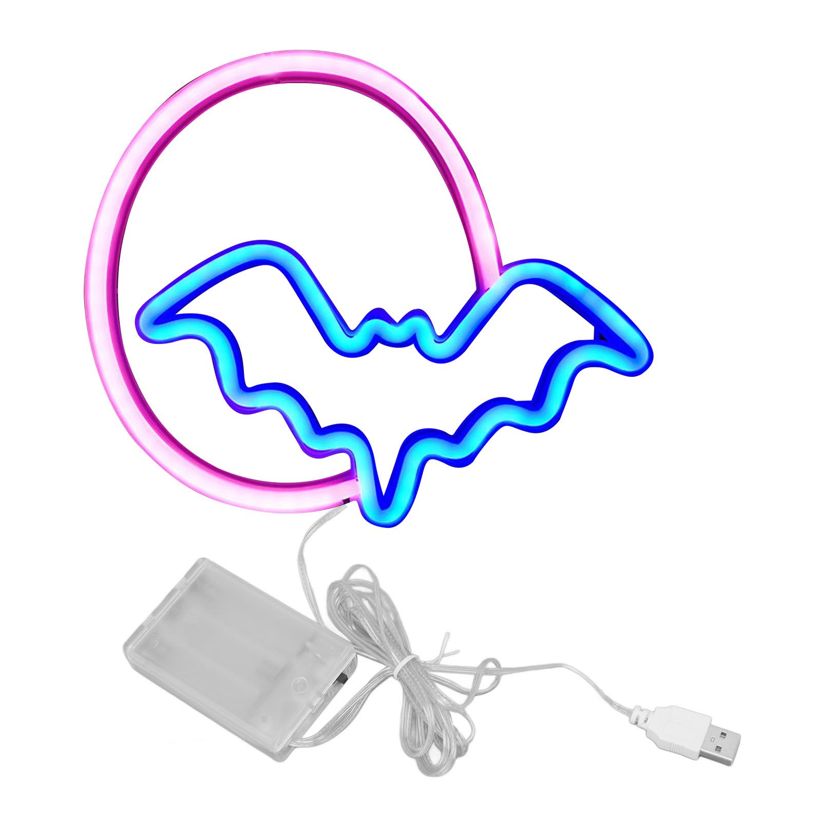 Neon Signs Moon and Bat LED Neon Lights USB Battery Powered for Wall Bedroom Bar Halloween Party Decoration Neon Signs Moon and Bat LED Neon Lights USB Battery Powered for Wall Bedroom Bar Halloween Party Decoration