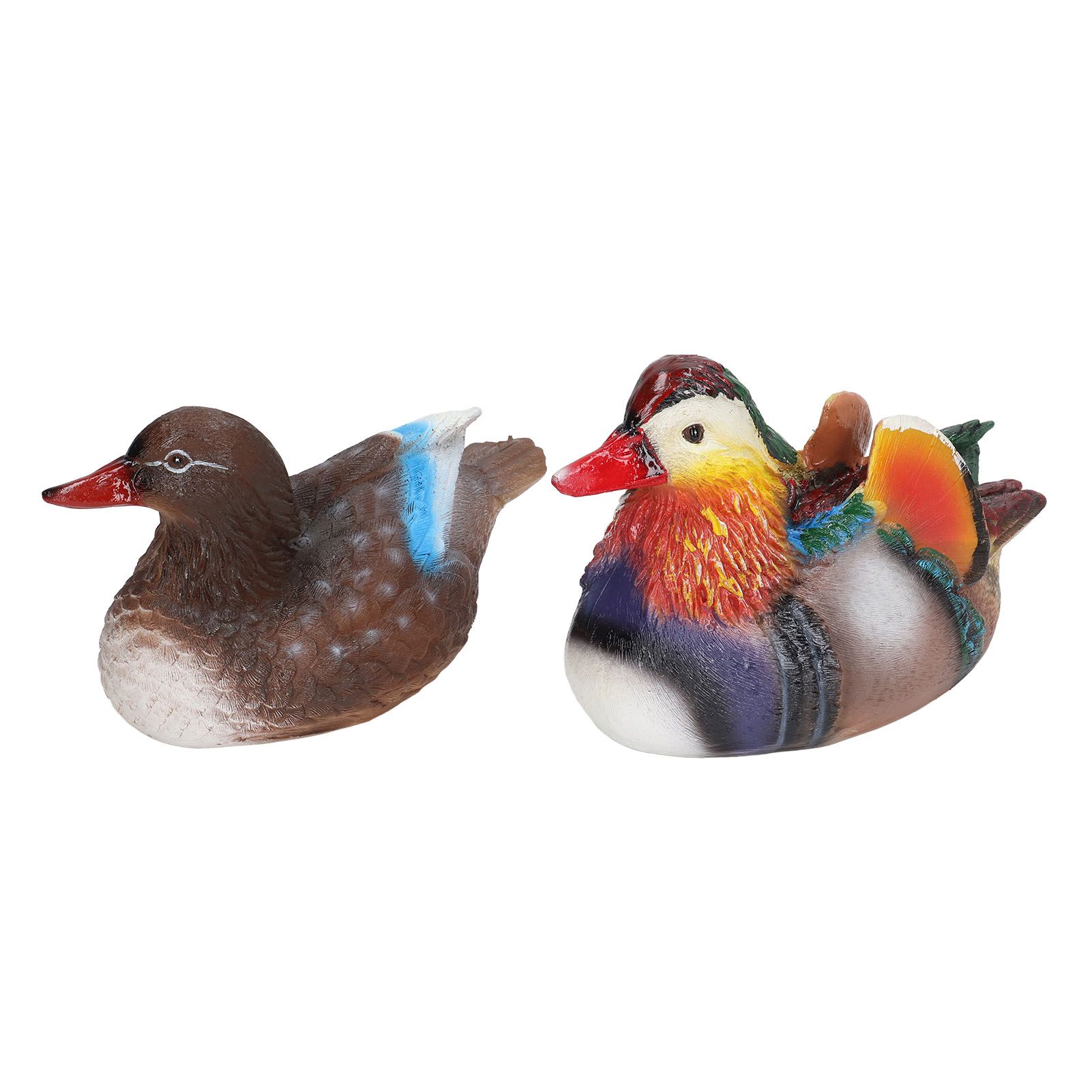 2PCS Floating Mandarin Duck Statue Resin Cute Animal Decor Sculpture Ornament for Outdoor Garden Pond Dark Color