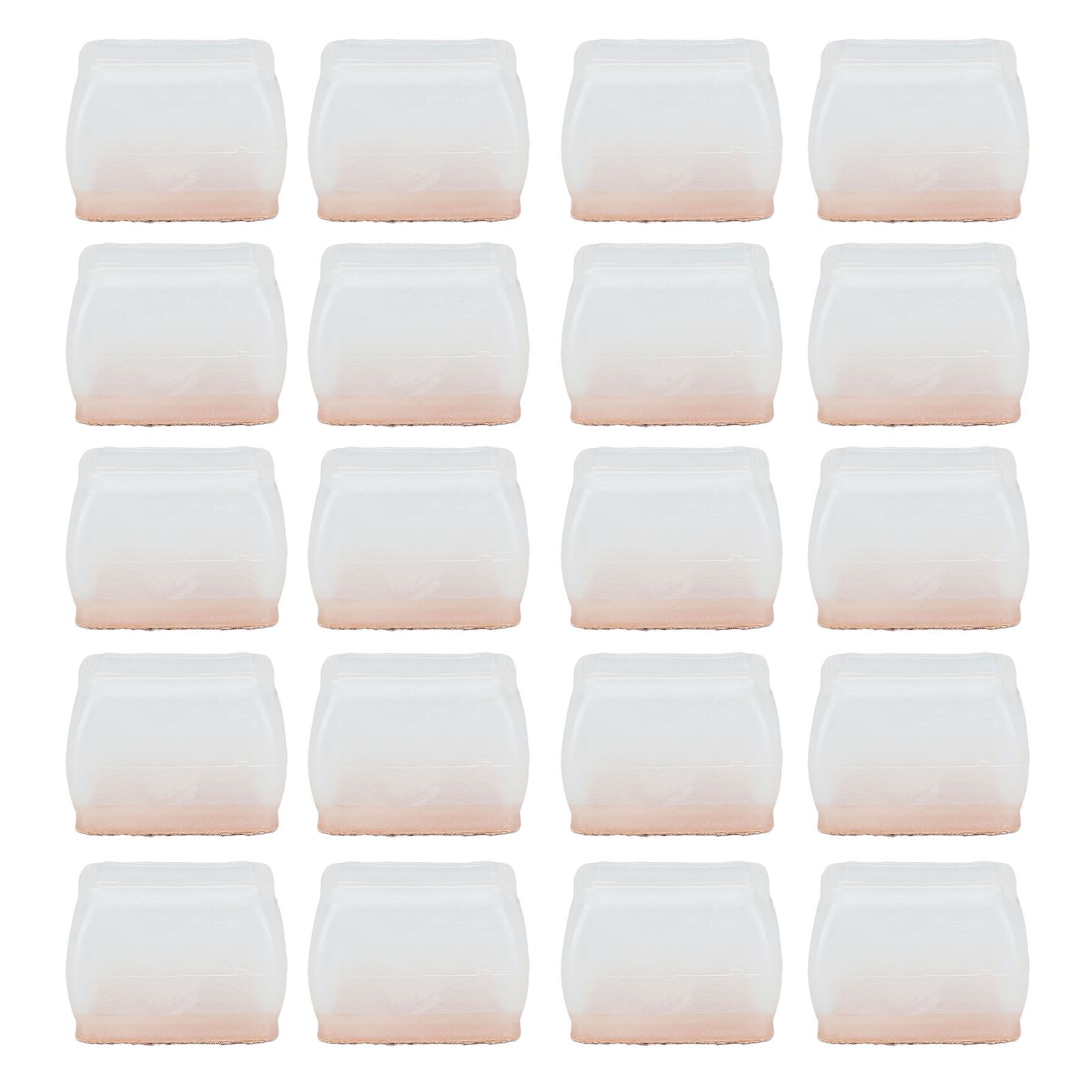 20Pcs Chair Leg Protector for Hardwood Floor Rubber Felt Furniture Pad Cover Non Scratches Noise Transparent Rectangle L