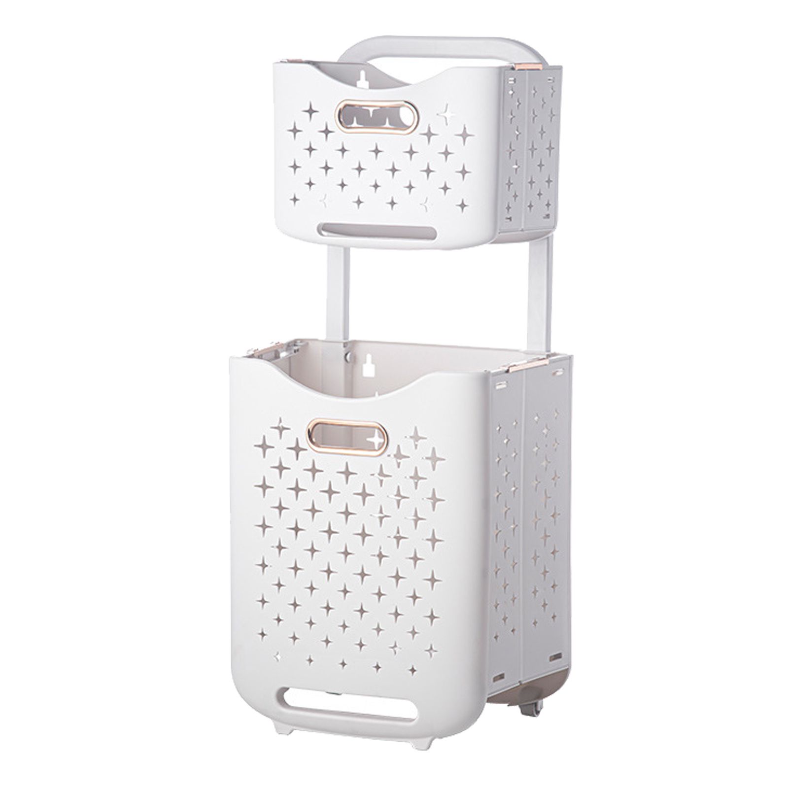 Collapsible Laundry Basket Portable Foldable Laundry Hamper Clothes Storage Organizer Basket for Home Hotel Rose Gold Combination
