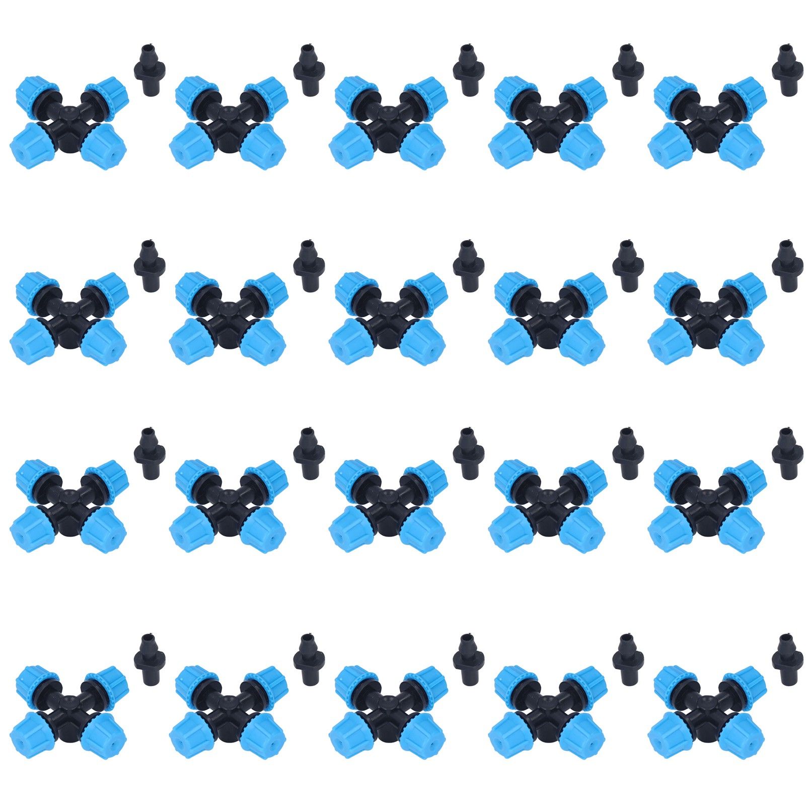 20Pcs Cross Spray Nozzle Irrigation Cross Atomization Micro Nozzle for Lawn Garden Terrace