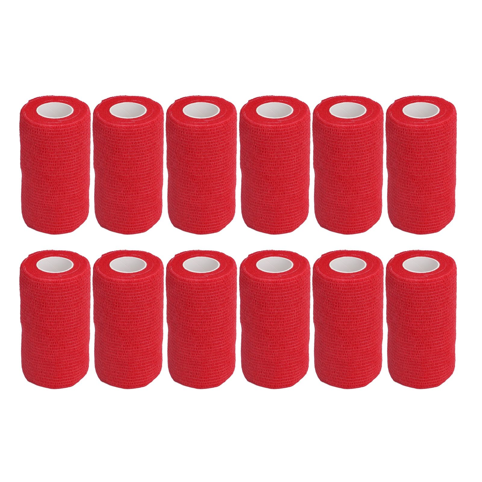 12Pcs Bandage Wrap Natural Latex Elastic Self Adhesive Wrap for Cows Dogs Horses 10cm Red