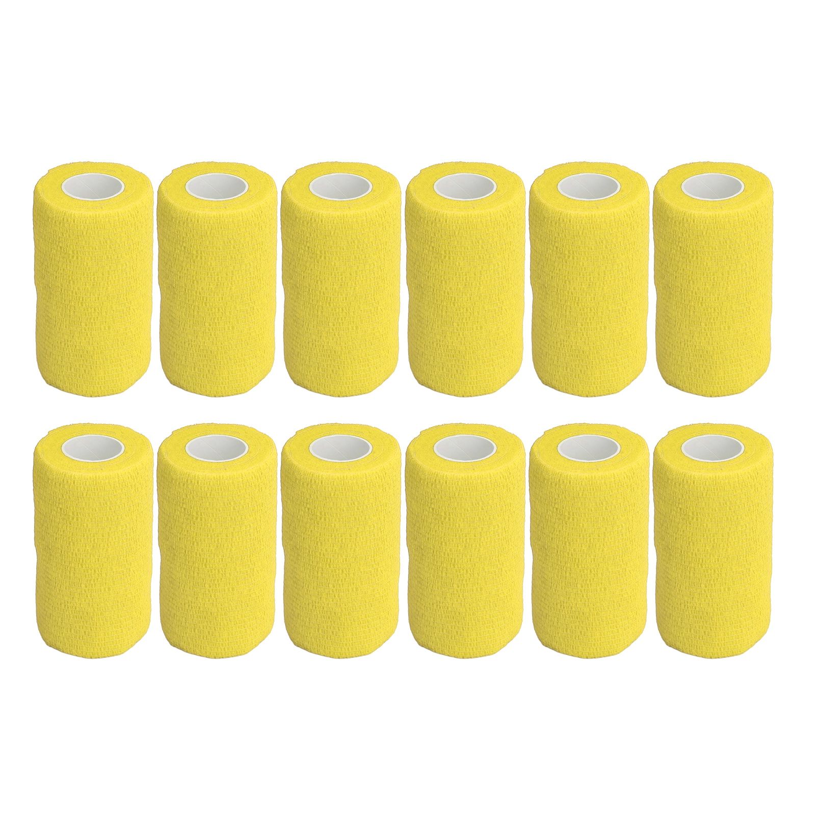 12Pcs Bandage Wrap Natural Latex Elastic Self Adhesive Wrap for Cows Dogs Horses 10cm Yellow