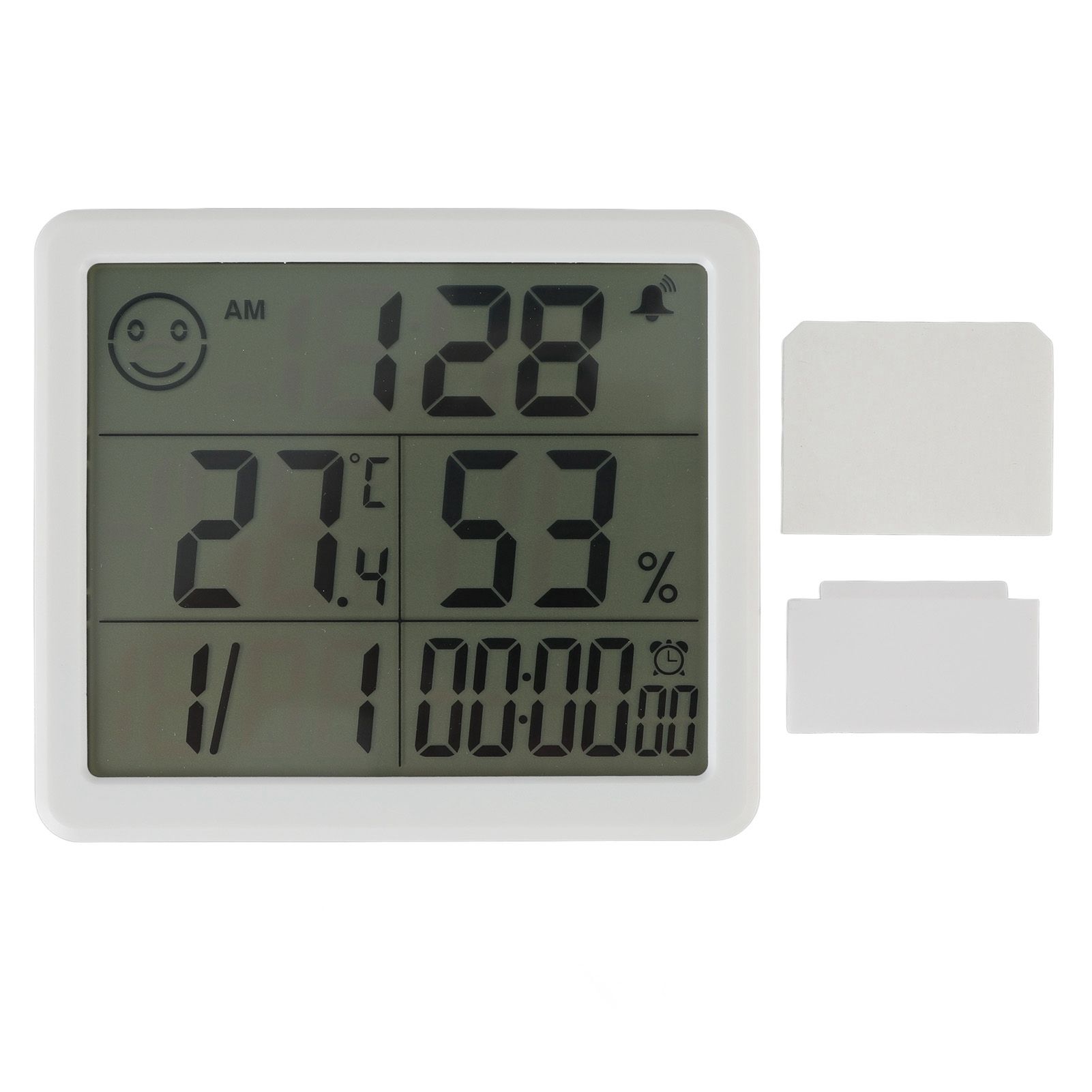 Digital Thermometer Hygrometer Alarm Clock Sensitive Induction High Accuracy Electronic Hygrometer with 5in LCD Screen White